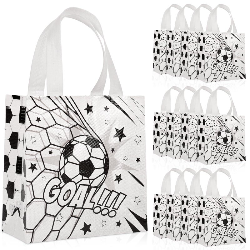 CELSOL 12 Pack Soccer Goodie Bags - Reusable Party Favors for Kids, Soccer Gift Bags for Birthday, Sports Events, Soccer Themed Party Decorations, Great for Snacks, Toys & Gifts for Boys & Girls - Image 1