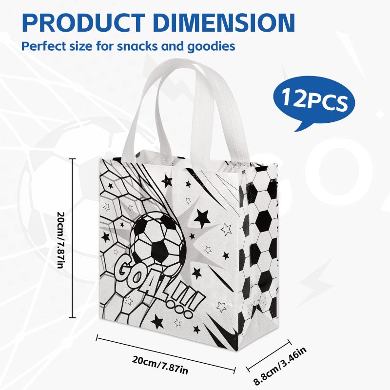 CELSOL 12 Pack Soccer Goodie Bags - Reusable Party Favors for Kids, Soccer Gift Bags for Birthday, Sports Events, Soccer Themed Party Decorations, Great for Snacks, Toys & Gifts for Boys & Girls - Image 2