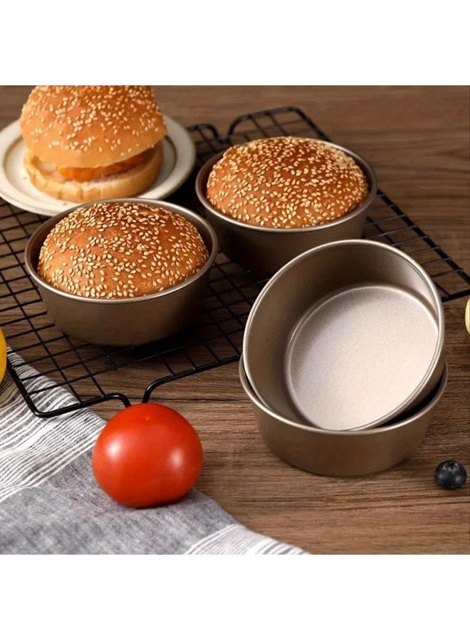 2pcs Non-Stick Baking Mold, Non-Stick  Hamburger Bun Molds - Heavy-Duty Carbon Steel Air Fryer-Safe Baking Trays with Double-Layer Coating for Homemade Gluten-Free Vegan Buns, Mini Pies, Egg Tarts & Cupcakes. Ideal for Home Oven Use,  Versatile Kitchenware - Image 2