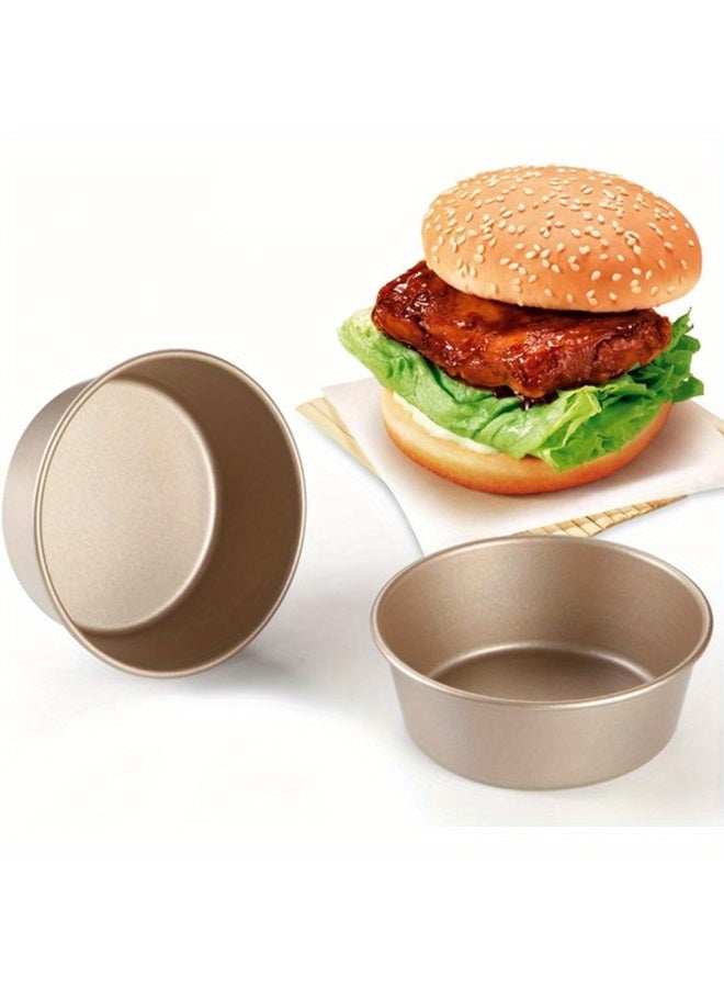 2pcs Non-Stick Baking Mold, Non-Stick  Hamburger Bun Molds - Heavy-Duty Carbon Steel Air Fryer-Safe Baking Trays with Double-Layer Coating for Homemade Gluten-Free Vegan Buns, Mini Pies, Egg Tarts & Cupcakes. Ideal for Home Oven Use,  Versatile Kitchenware - Image 1