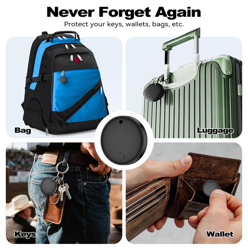 Eelexa Smart Tag Tracker, Dual System(Both iOS&Android) Air Tracker Tag, Compatible with Apple Find My or Google Find Hub Smart Keys Finder Item Locator with Waterproof&Light (Black-2Pack) - Image 3