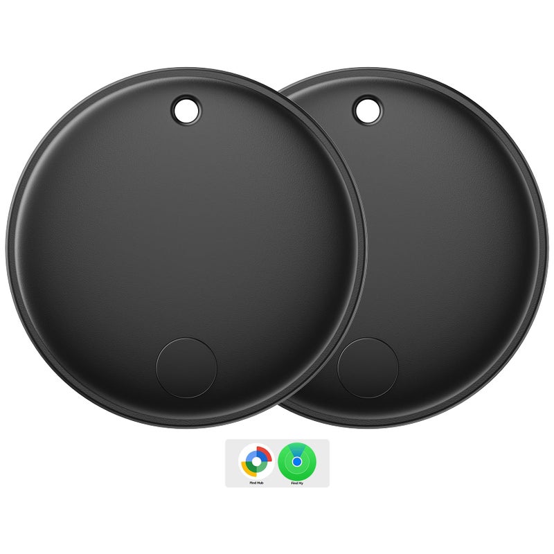 Eelexa Smart Tag Tracker, Dual System(Both iOS&Android) Air Tracker Tag, Compatible with Apple Find My or Google Find Hub Smart Keys Finder Item Locator with Waterproof&Light (Black-2Pack) - Image 1