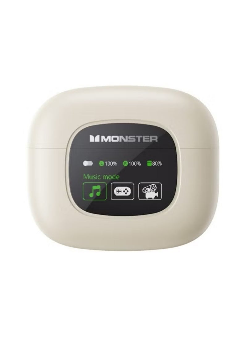 Monster Monster XKT20 Wireless Bluetooth Earbuds Gaming Headphones Deep Bass Low Latency Game Headset with Built-in Microphone Noise Canceling Ivory  - Image 1