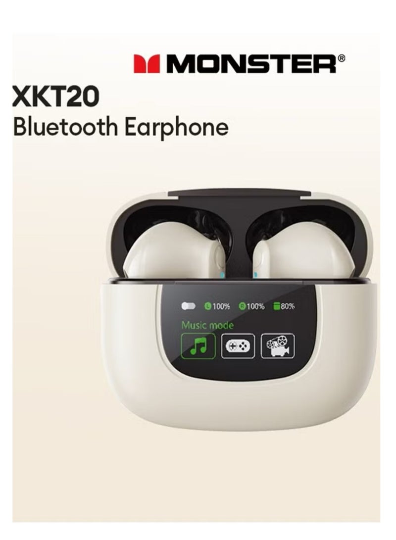 Monster Monster XKT20 Wireless Bluetooth Earbuds Gaming Headphones Deep Bass Low Latency Game Headset with Built-in Microphone Noise Canceling Ivory  - Image 2