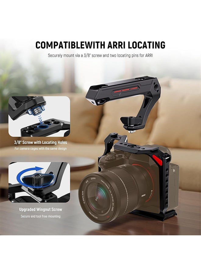 NEEWER BASIC Lightweight Camera Top Handle with 3/8" Locating Pin for ARRI, High Strength Cage Plastic Handle Grip w/ 1/4" 3/8" Screw Holes & Cold Shoe Mounts for Video Light Mic, Max Load 22lb, CA142 - Image 5