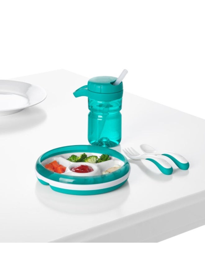 OXO زجاجة ماء OXO Tot بغطاء دوار للأطفال الكبار - أزرق مائل إلى الأخضر - Image 4