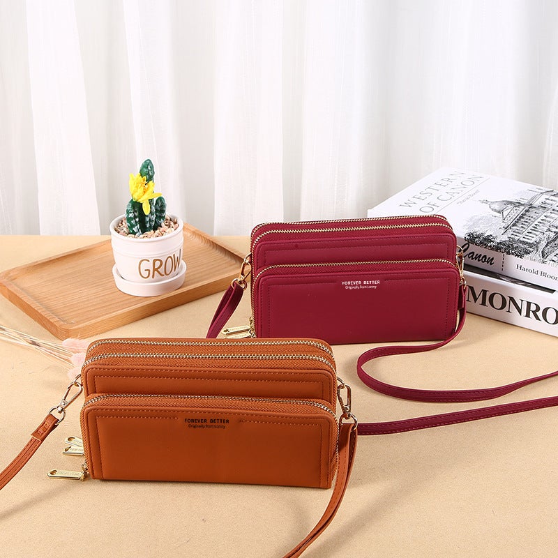 Multifunctional Solid Color PU Leather Wallet, RFID Blocking Design Portable Daily Storage Purse for Cards Cash Coin Business Use - Image 1