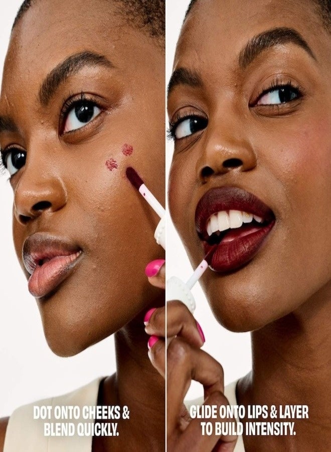 بينيفت أحمر خدود وشفاه سائل من بينيفت كوزمتكس - لون الكرز الداكن، لون كرزي غني قابل للتكثيف للشفاه والخدود، يدوم طويلاً، 6 غرام - Image 3