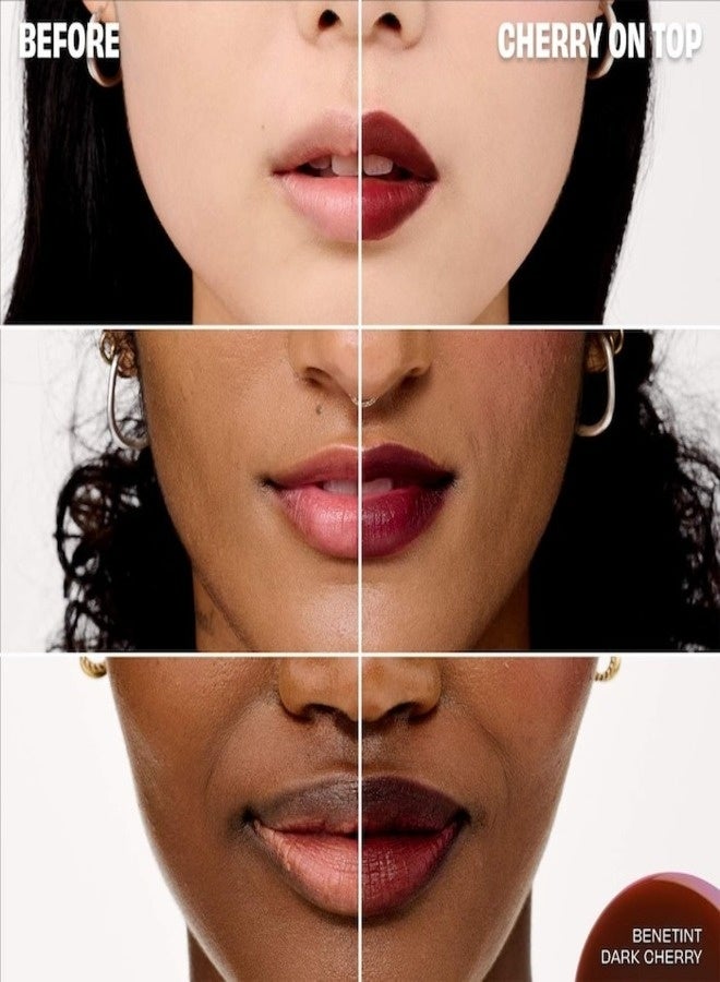 بينيفت أحمر خدود وشفاه سائل من بينيفت كوزمتكس - لون الكرز الداكن، لون كرزي غني قابل للتكثيف للشفاه والخدود، يدوم طويلاً، 6 غرام - Image 5
