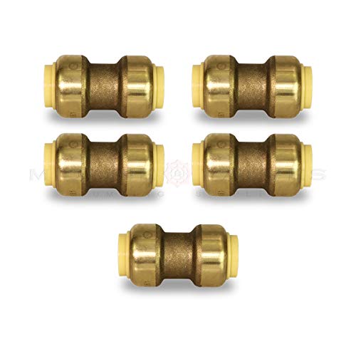 SUPPLYGIANT Supply Giant VQTD12-5 Straight Coupling Pipe Fittings Push to Connect Pex Copper, CPVC, 1/2 Inch, Brass Pack of 5 - Image 3