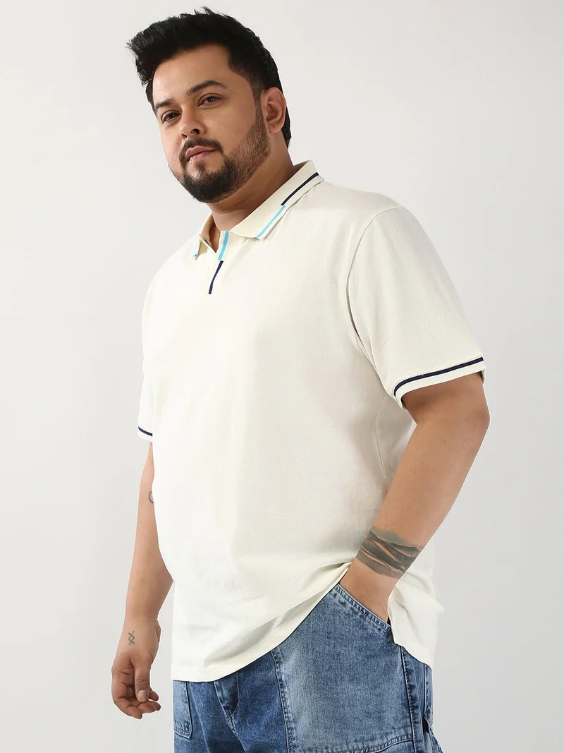 Urbano Plus Men's White Solid Regular Fit Half Sleeve Cotton Polo T-Shirt