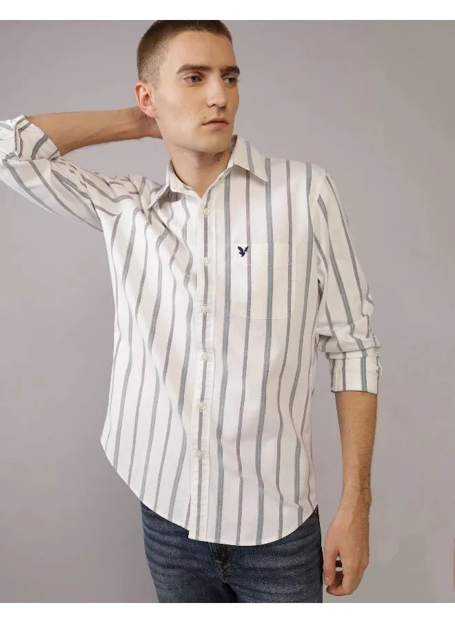 امريكان ايجل AE Striped Slim Fit Oxford Button-Up Shirt