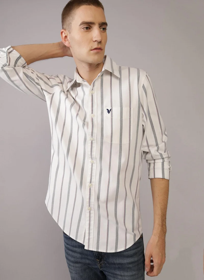 American Eagle AE Striped Slim Fit Oxford Button-Up Shirt