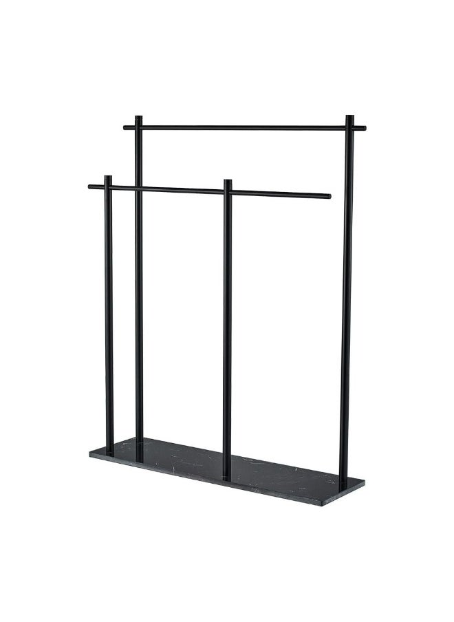 DANUBE HOME Milano Ace Floor Towel Bar â€“ Stylish and Durable Free-Standing Towel Rack, Modern Bathroom Storage, Rust-Resistant Stainless Steel, Space-Saving Design, Elegant Towel Holder for Home & Commercial Use Matt Black  - Image 1