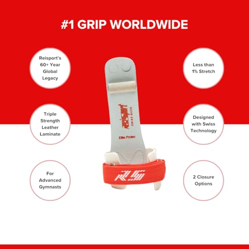Reisport Men's Protec Elite Velcro Hook & Loop Ring Grips, Gymnastics, Medium (2)(B) - Image 2
