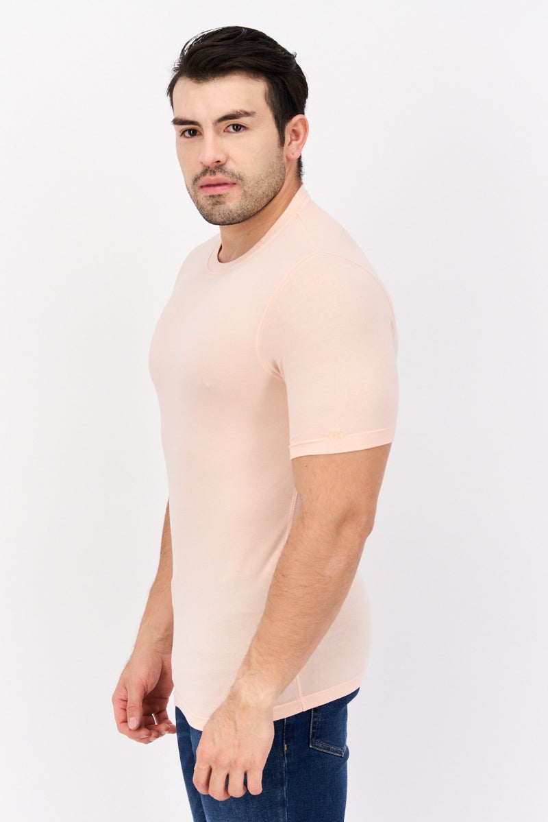 Legend Men Crew Neck Short Sleeve Plain T-Shirt, Petal Pink  - Image 2