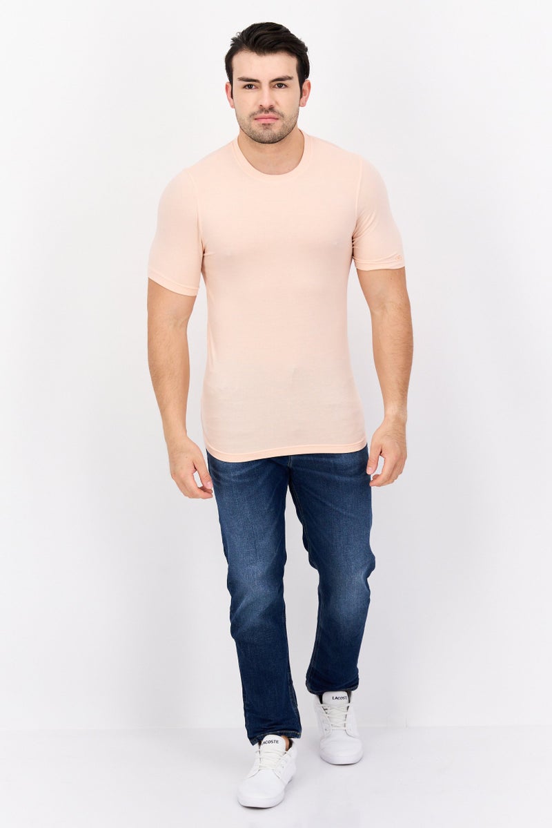 Legend Men Crew Neck Short Sleeve Plain T-Shirt, Petal Pink  - Image 4