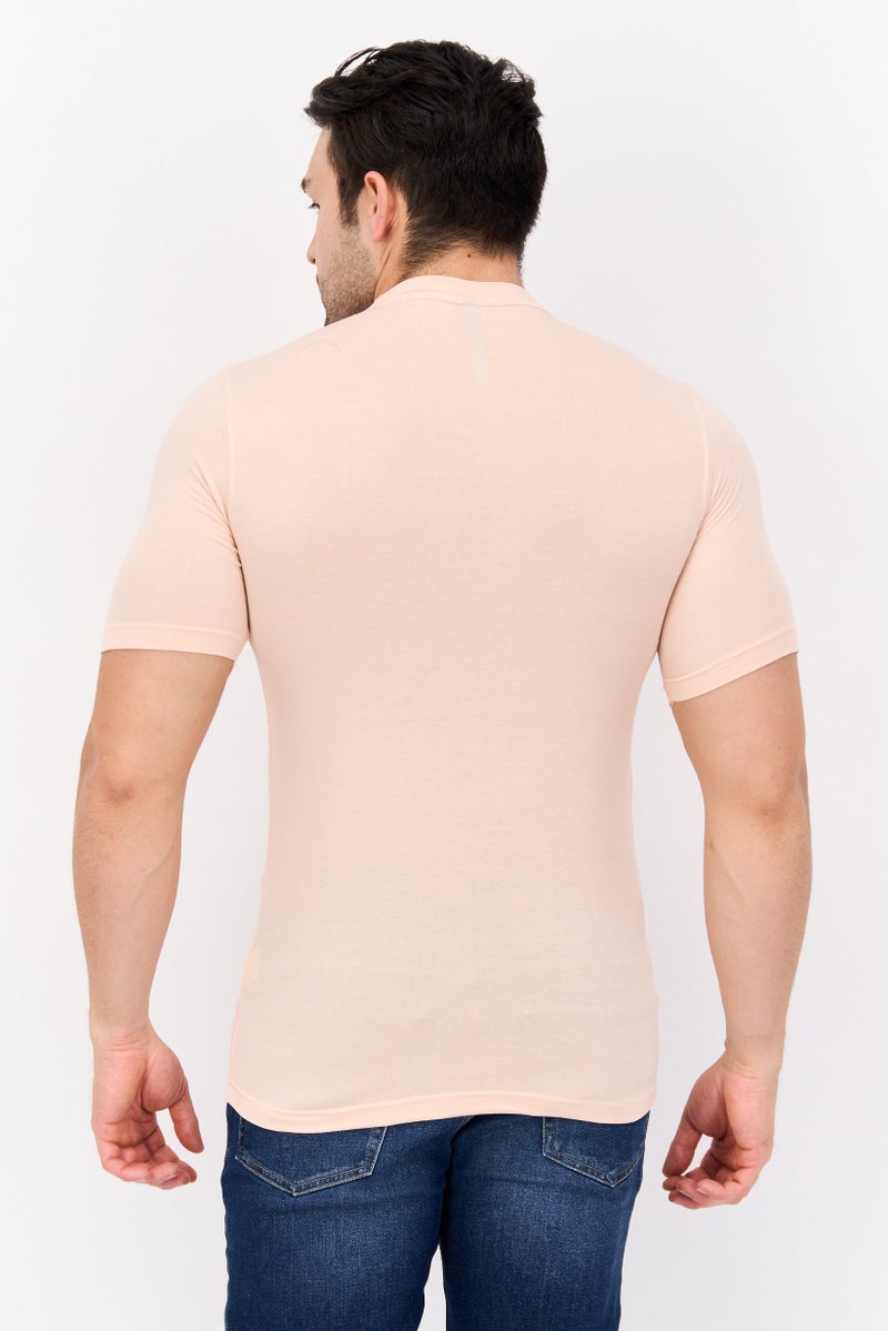 Legend Men Crew Neck Short Sleeve Plain T-Shirt, Petal Pink  - Image 3