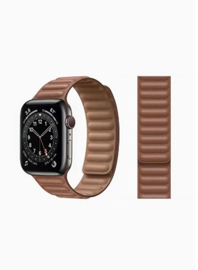 Link Leather Replacement Band For Apple Watch Brown