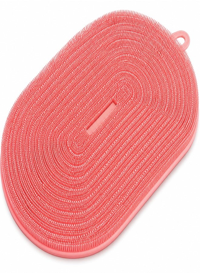 BARRYSAIL 21.3" Silicone Foot & Back Scrubber Mat, Non-Slip Suction Cups Pink - Image 1
