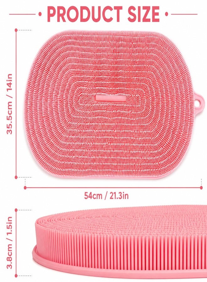 BARRYSAIL 21.3" Silicone Foot & Back Scrubber Mat, Non-Slip Suction Cups Pink - Image 3