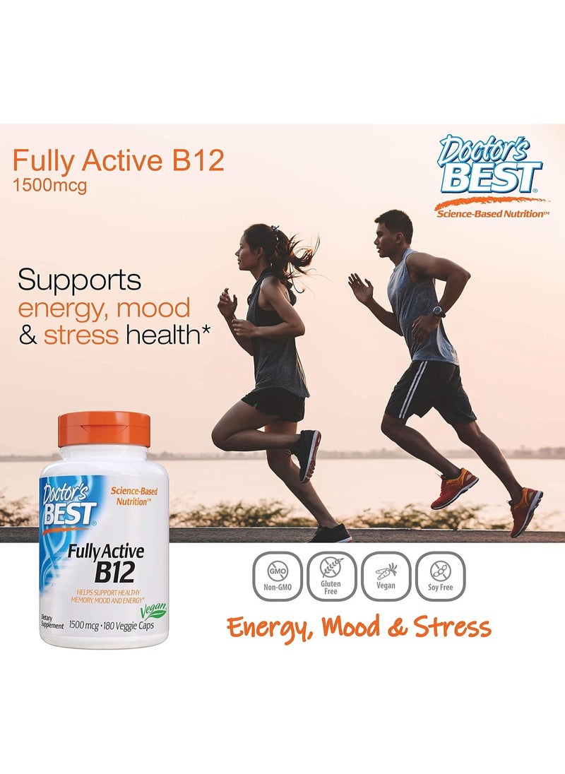 Doctor's BEST Fully Active B12 1500 Mcg Supports Energy And Mood Circulation 180 Veggie Caps  - Image 4