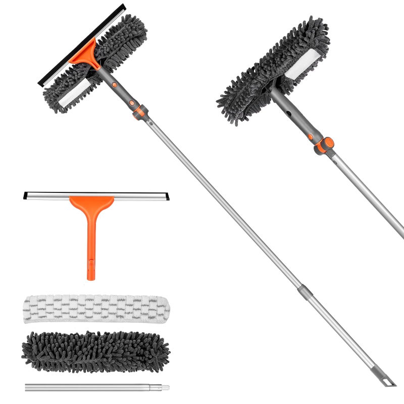 Chabatree Window Squeegee Cleaner Set 2-in-1 Window Cleaning Tool with Extendable Pole, Window Cleaning kit with Bendable Head for Indoor & Outdoor Glass for Car Indoor Outdoor High Windowsï¼ˆKit1.0ï¼‰ - Image 1
