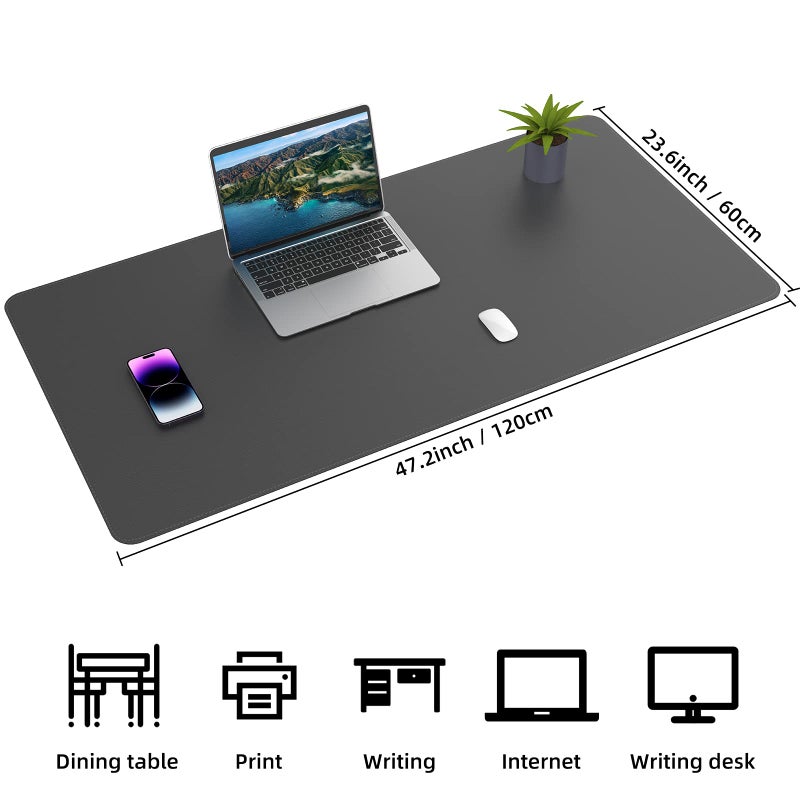 AFIING Large Desk Mat 47" x 23.7",Leather Desk mat,Double-Sided Desk Pad,Desk matt for Desktop,Large Mouse Pad,Office Desk mat,Waterproof Desk Blotter pad for Office&Home(Black+Cork) - Image 2