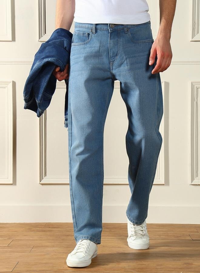 Dennis Lingo Men's Light Blue 100% Cotton Denim Full Length Relaxed Jeans  - Image 3