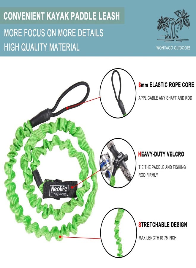 WONITAGO Neolife Stretchable Kayak Paddle Leash, Coiled Rod Leash Tool Lanyard for Kayak and SUP Paddles, Fishing Poles Rods, 2 Pack - Image 2
