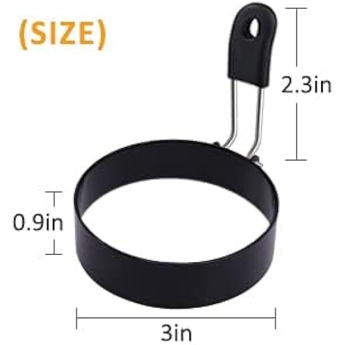 غنافوتو خاتم البيض 4 عبوات الإفطار الدائري أداة العفن المنزلية للخبز لقلي سندويشات الفطائر مقبض معدني مطبخ المنزل أداة إفطار بيض أ - Image 5