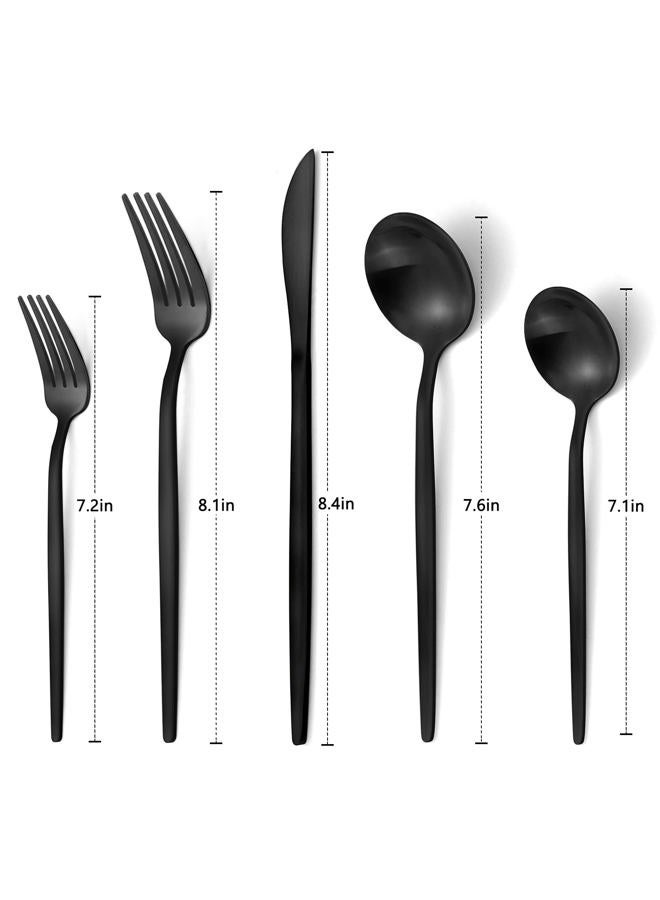 VANVRO Matte Black Silverware Set, 40-Piece Stainless Steel Flatware Set, Satin Finish tableware Cutlery Set, Service for 8, Home and Restaurant, Dishwasher Safe - Image 2