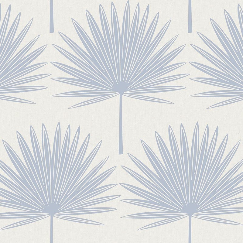 Tempaper Powder Blue & Off-White Stamped Palm Removable Peel and Stick Boho Wallpaper, 20.5 in X 16.5 ft, Made in The USA - Image 1