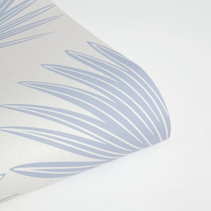 Tempaper Powder Blue & Off-White Stamped Palm Removable Peel and Stick Boho Wallpaper, 20.5 in X 16.5 ft, Made in The USA - Image 4
