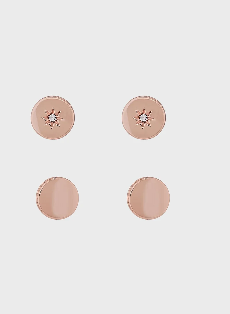 BUCKLEY LONDON Polished Set Of Two Rose Gold Stud Earrings