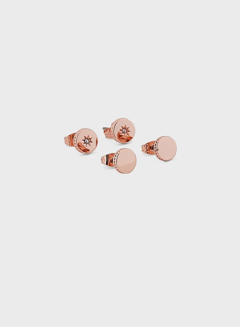 BUCKLEY LONDON Polished Set Of Two Rose Gold Stud Earrings
