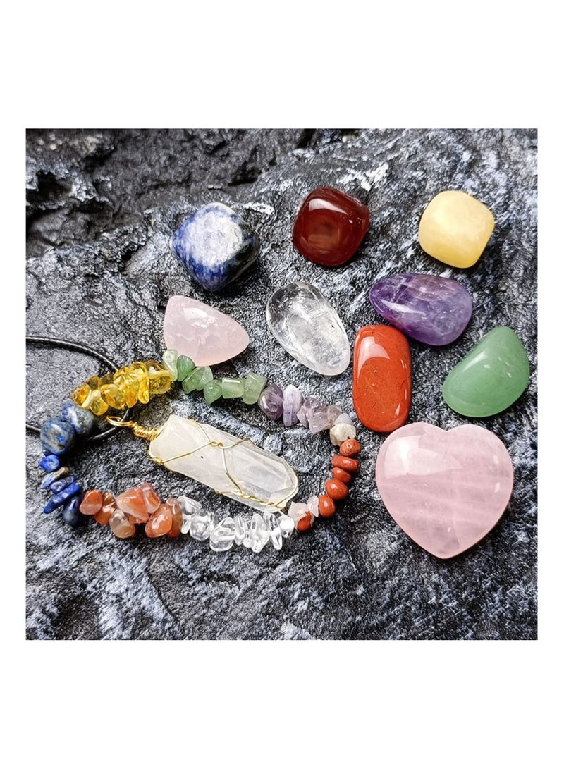 NIBEMINENT 7 Chakra Raw Tumbled Stones Pendant Necklaces Bracelet Spiritual Women Beginners Meditation Stone - Image 2