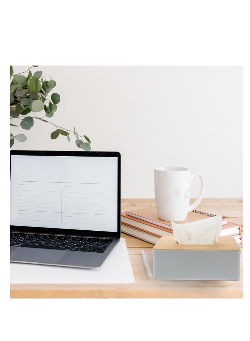 Wooden Tissue Box Cover Tissue Dispenser Holder for Bathroom Kitchen Toilet Home White Color - Image 1
