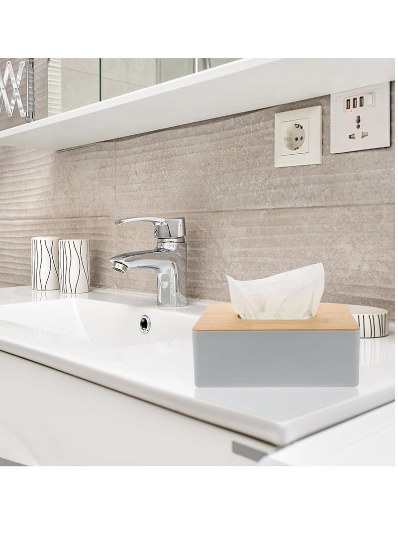 Wooden Tissue Box Cover Tissue Dispenser Holder for Bathroom Kitchen Toilet Home White Color - Image 2