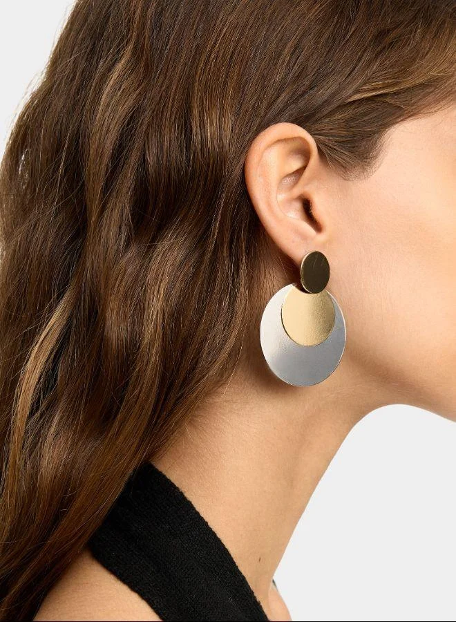 بارفوا أقراط مربعة طويلة ثنائية اللون