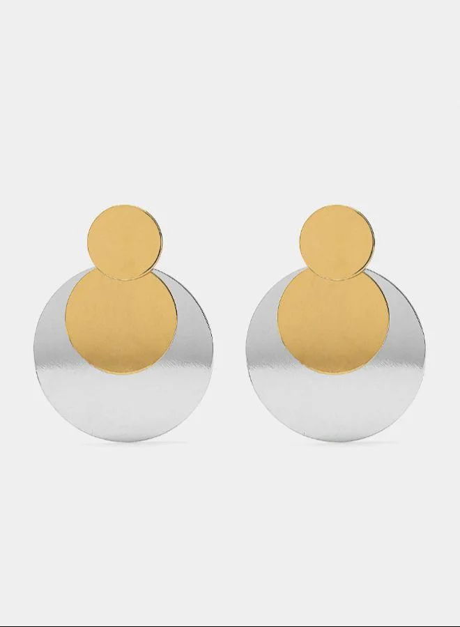 بارفوا أقراط مربعة طويلة ثنائية اللون