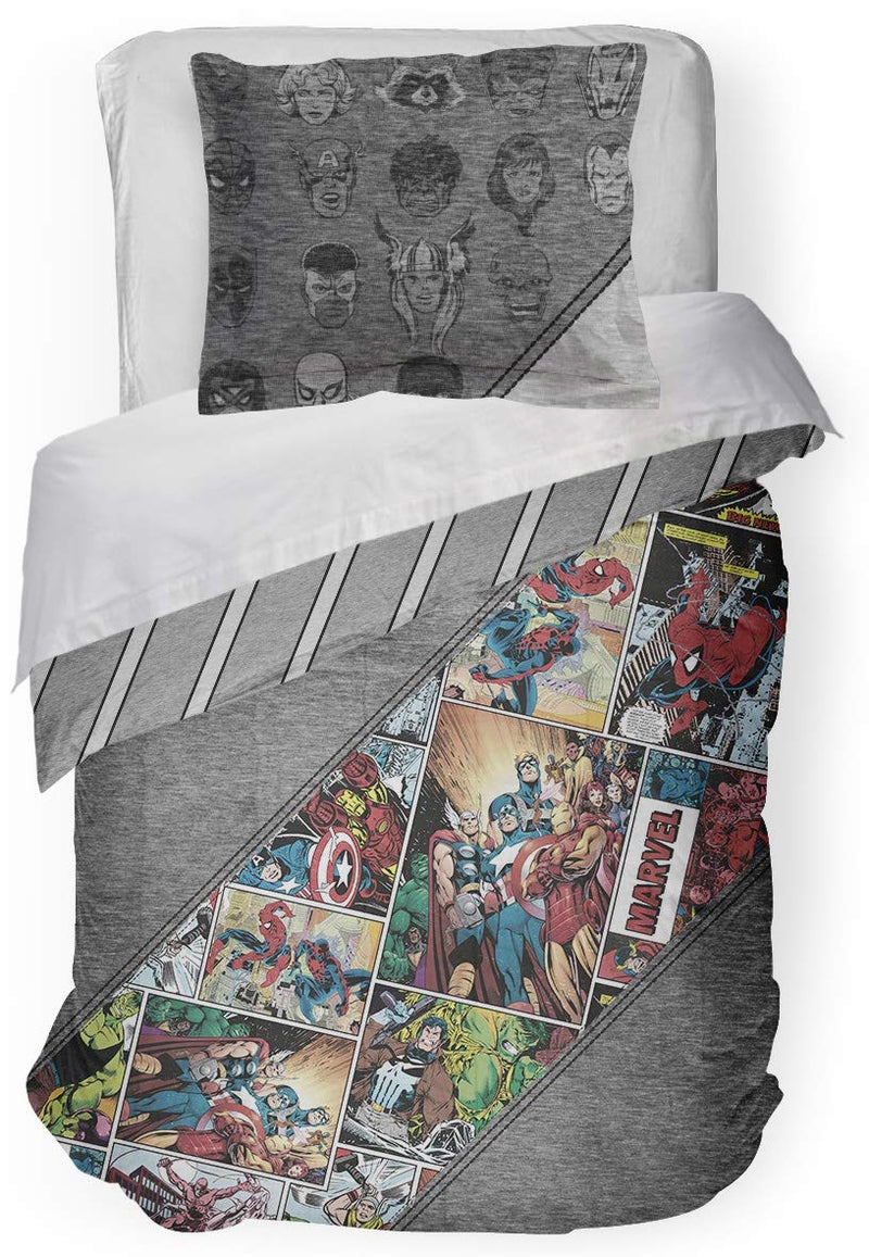 Jay Franco Marvel Comics 80th Anniversary Full/Queen Comforter & Sham Set - Super Soft Kids Reversible Bedding - Fade Resistant Microfiber (Official Marvel Product) - Image 1