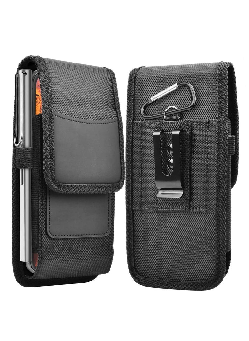 Orayan Orayan Nylon Mobile Cell Phone Belt Pouch Holster case Cover with Belt Clip and Loops Card Holder RFID Protection Velcro Flap for Apple iPhone with Slim Case on 