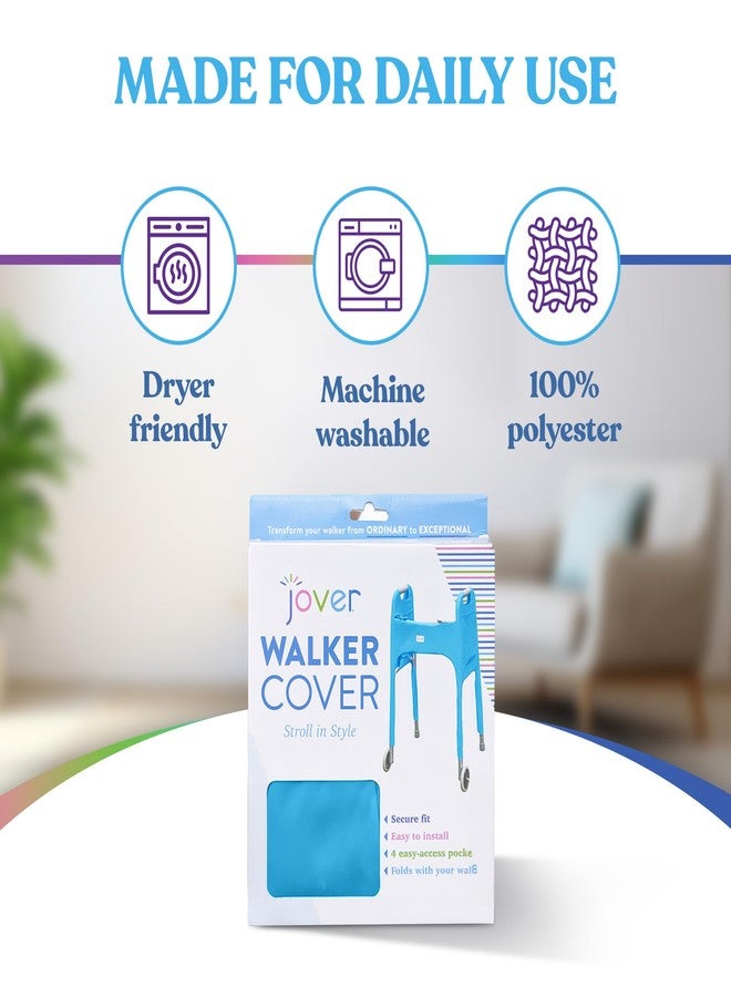 Jover - Walker Covers (Clear Skies) - Colorful Fabric Cover for Standard Folding Walker Mobility Aid with Pockets, Easy Fit Senior Walker Accessories, Washable Polyester, + Matching Storage Bag - Image 5