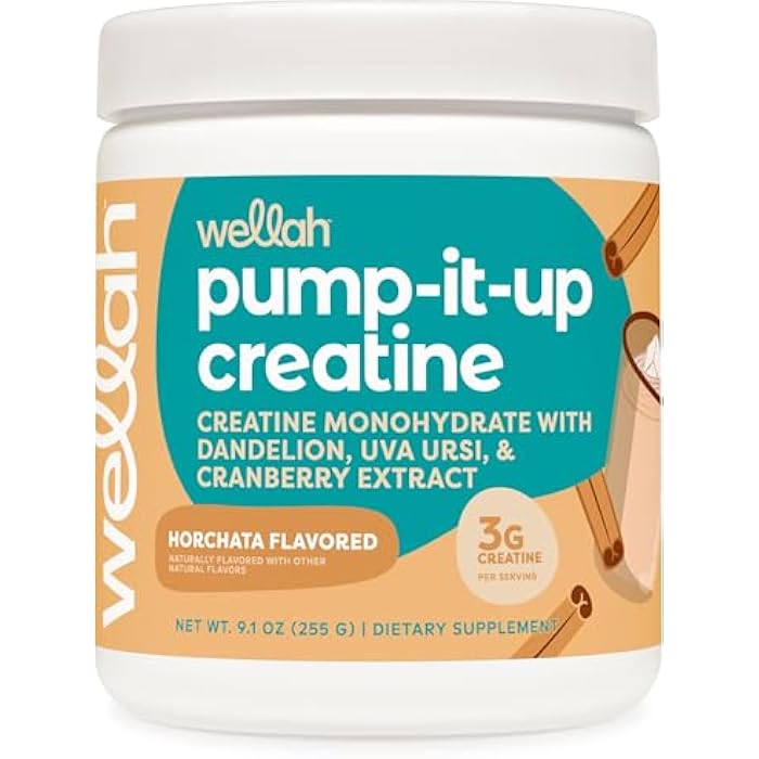 Wellah Creatine for Women (50 Servings, Horchata) - Creatine Monohydrate with Dandelion & Cranberry Extract - Image 1