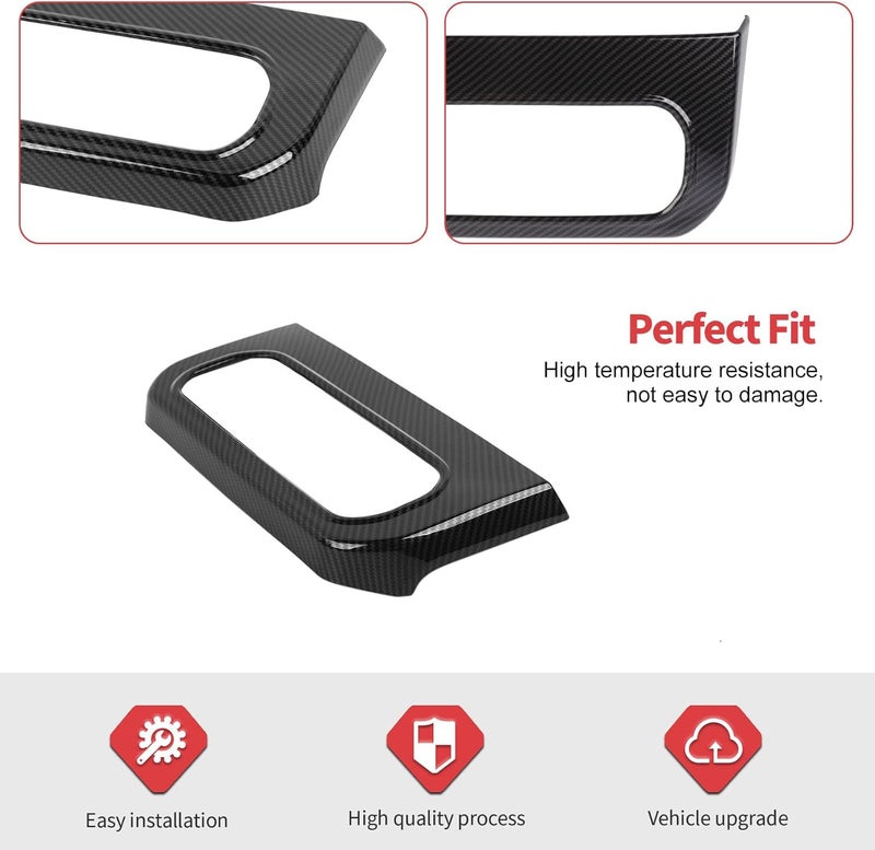 Jimen Center Console Rear Cup Holder Panel Cover Trim for Chevrolet Silverado/GMC Sierra 2022-2024 - Carbon Fiber - Image 4