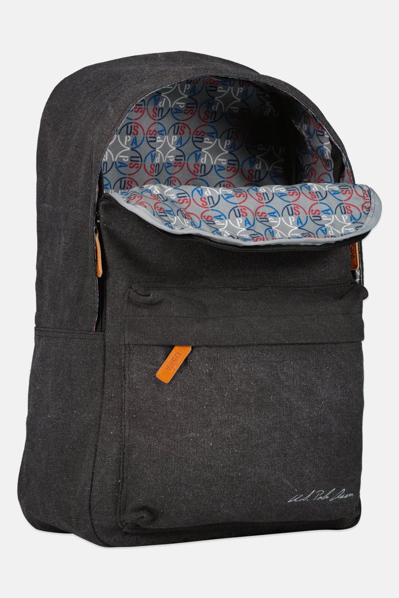 U.S. Polo Assn. Men Brand Logo Backpack With Pouch, Heather Black  - Image 3