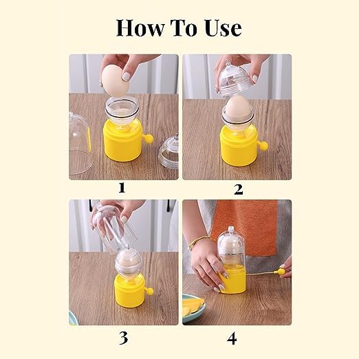 SHREESAMP Egg Scrambler Shaker Gadget Manual Mixing Golden Whisk White Yolk Mixer Spinner Pull Rope Maker Hand Operated Shaker Powered Eggs Cooking Utensil Kitchen Gadgets Pudding - Image 3