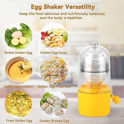 SHREESAMP Egg Scrambler Shaker Gadget Manual Mixing Golden Whisk White Yolk Mixer Spinner Pull Rope Maker Hand Operated Shaker Powered Eggs Cooking Utensil Kitchen Gadgets Pudding - Image 5