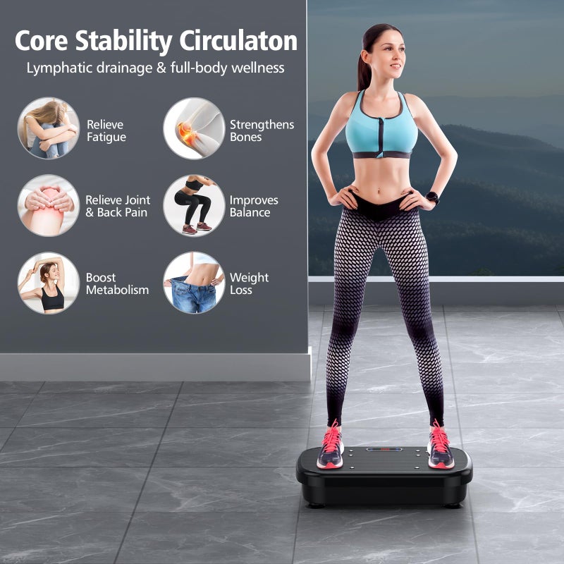 PUREROYI Vibration Plate Exercise Machine, Vibration Plate for Lymphatic Drainage 330 Lbs Capacity Whole Body Vibration Platform Machines Helps Weight Loss Shaping Toning Wellness Home Gyms Office - Image 5